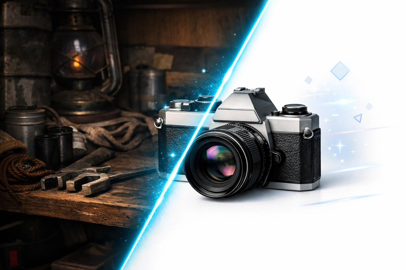 Before and after comparison of AI background removal for a professional white eBay product photo.