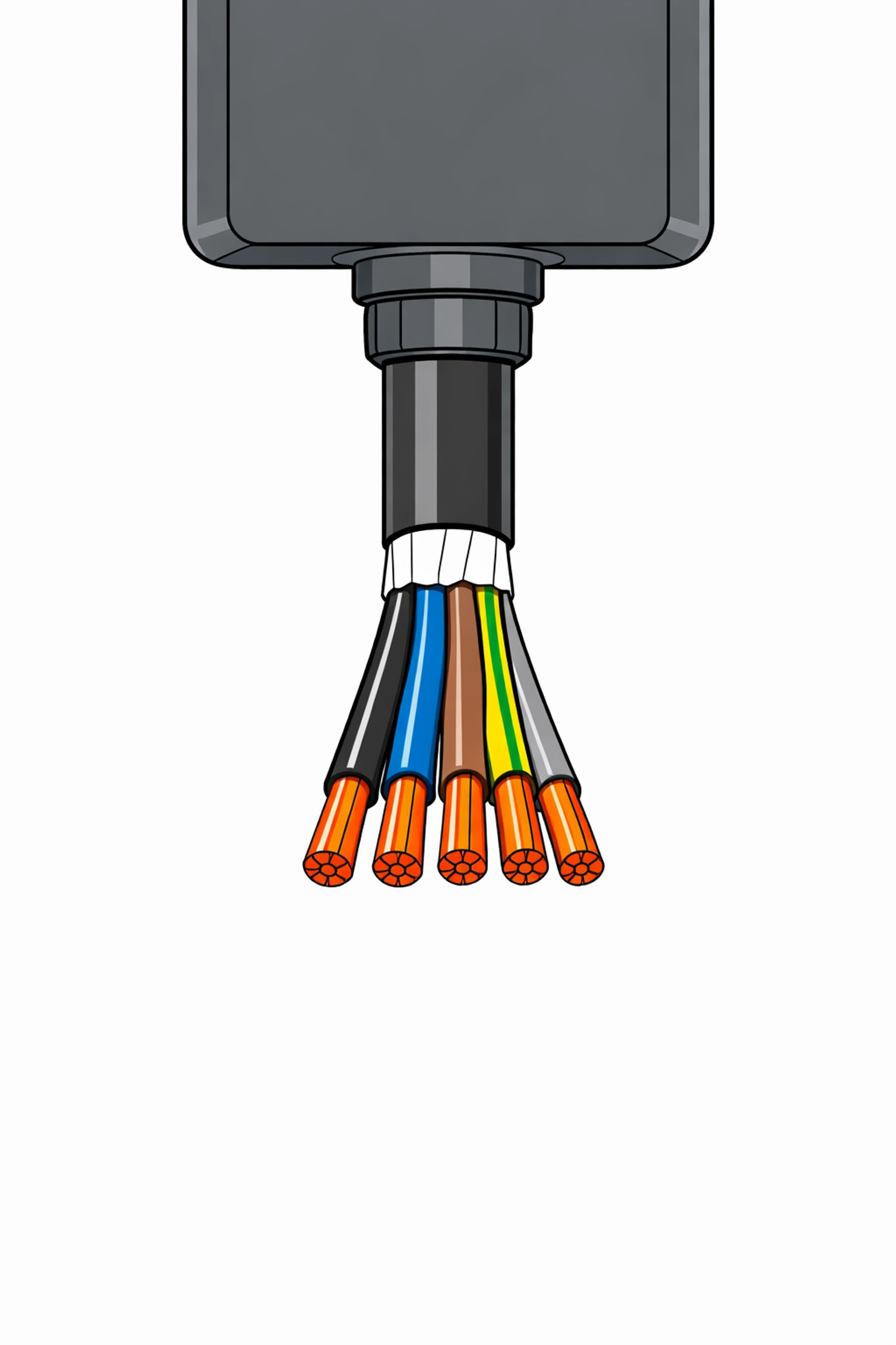 Technische Zeichnung eines Starkstromkabels mit korrektem Querschnitt für die sichere Wallbox Installation in Wien.