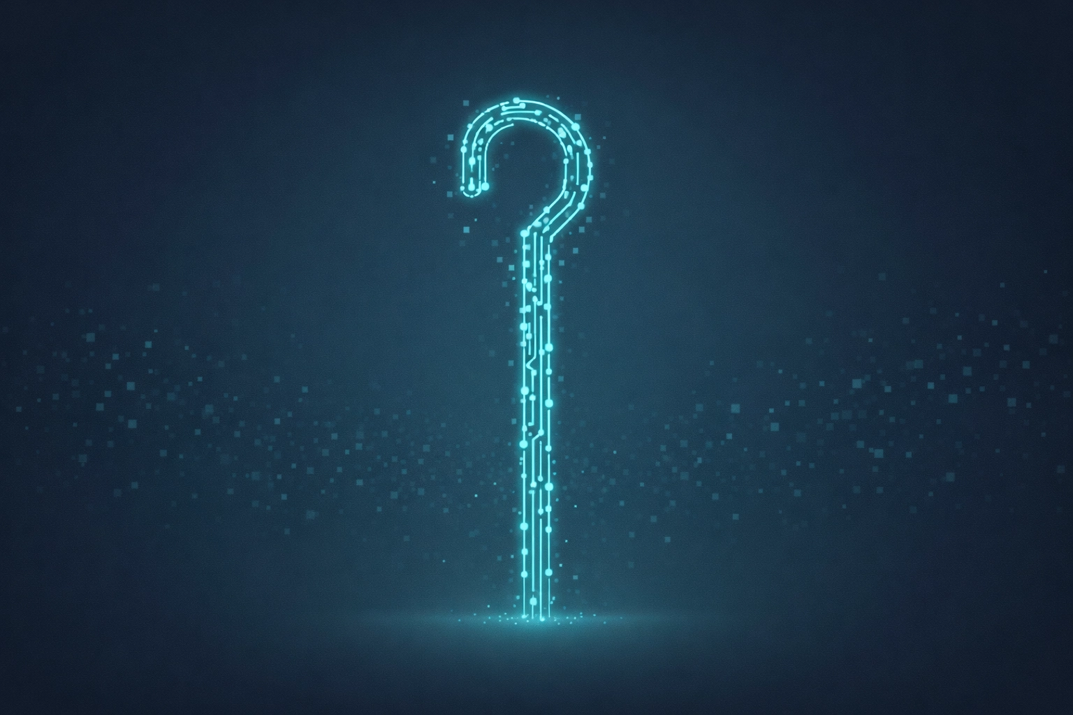 Stylized shepherd's staff made of code representing secure digital ministry leadership.