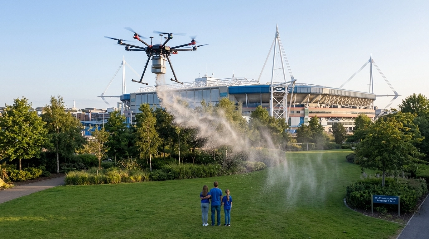 Drone scattering near stadium
