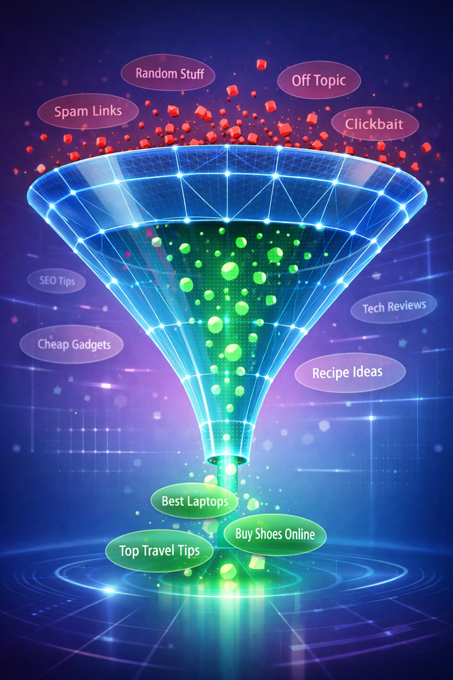 Negative keyword filtering system removing irrelevant search queries from Google Ads