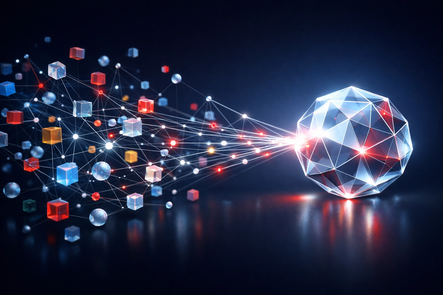 Platform consolidation visualization showing fragmented systems merging into unified superplatform architecture