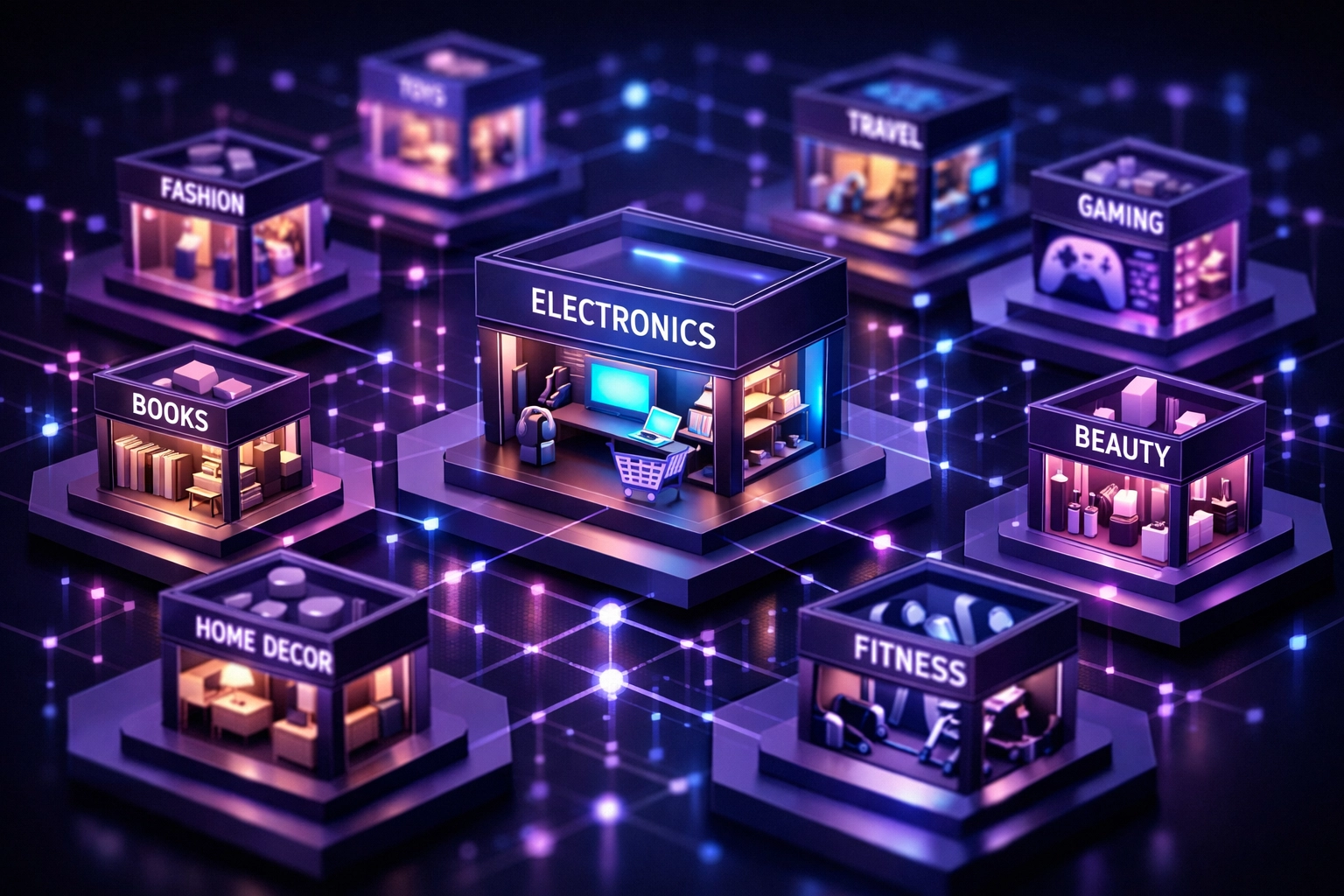 Digital marketplace showcasing hyper-niche online business opportunities for 2026