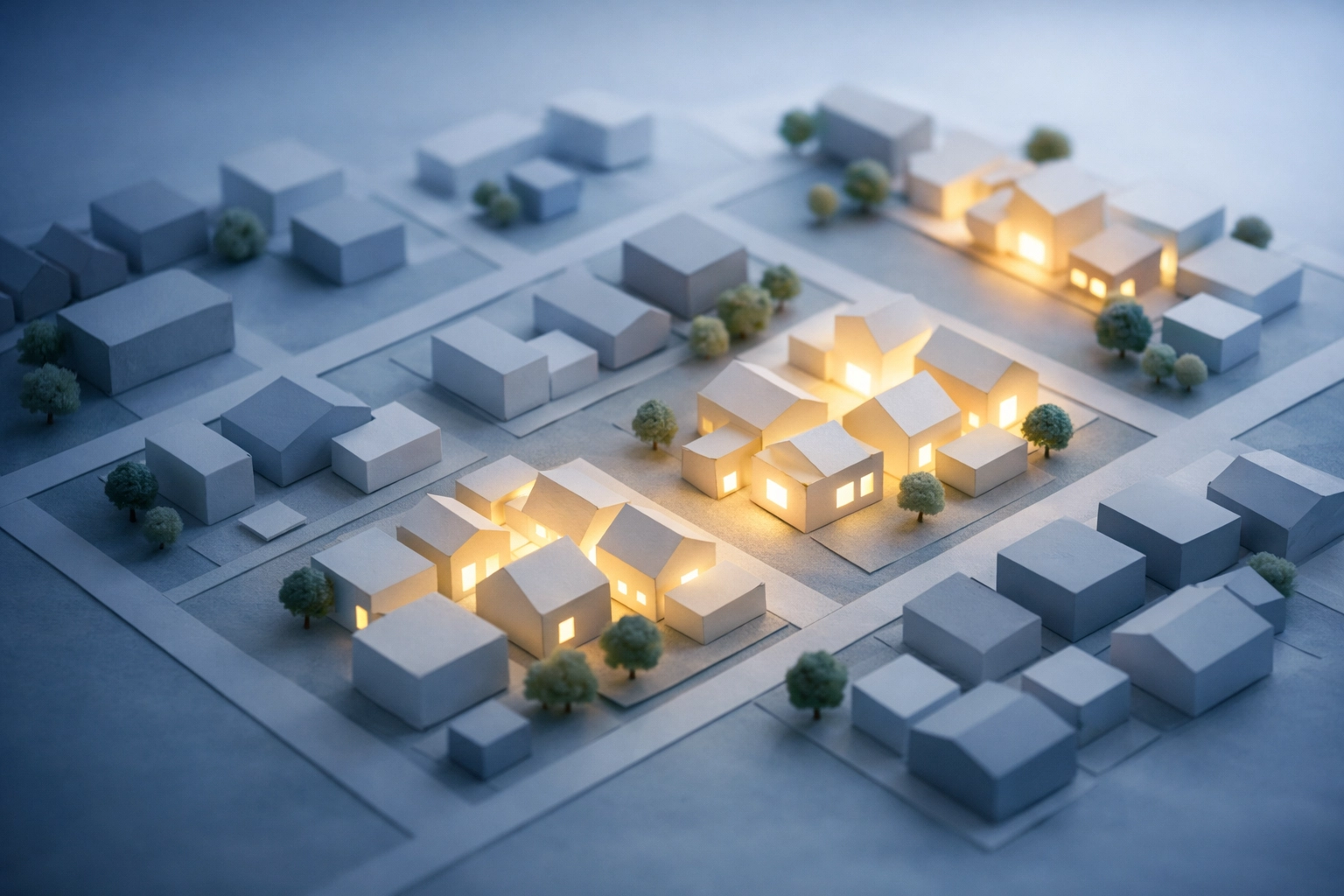 Minimalist model of suburbs highlighting ADHD diagnosis hotspots and socioeconomic disparity in Western Australia.
