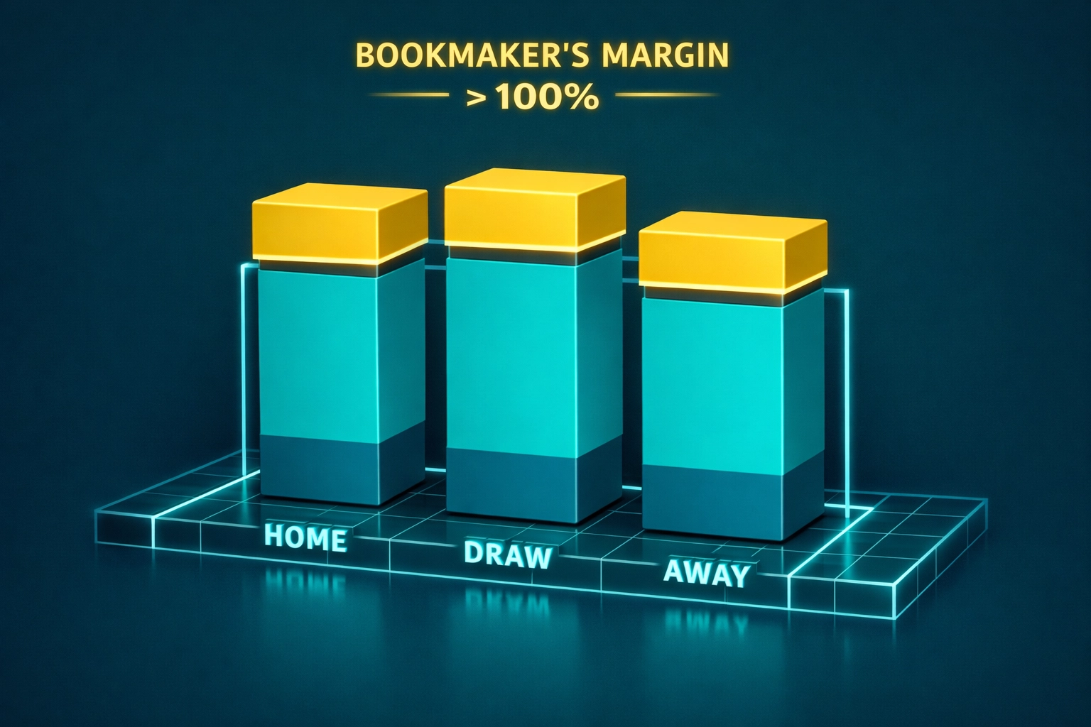 Infographic illustrating bookmaker overround and profit margins in football betting odds.