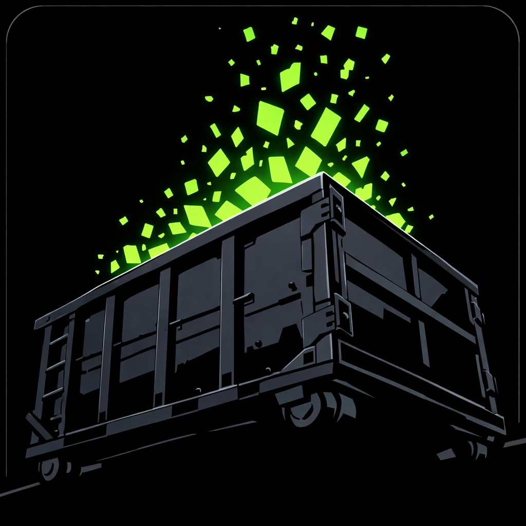 Industrial waste bin icon for professional junk hauling and disposal in San Diego.