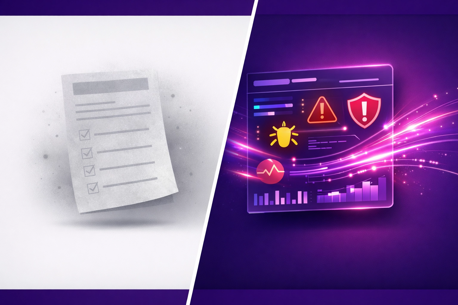 Comparison of outdated paper risk assessment template versus modern digital RAMS software