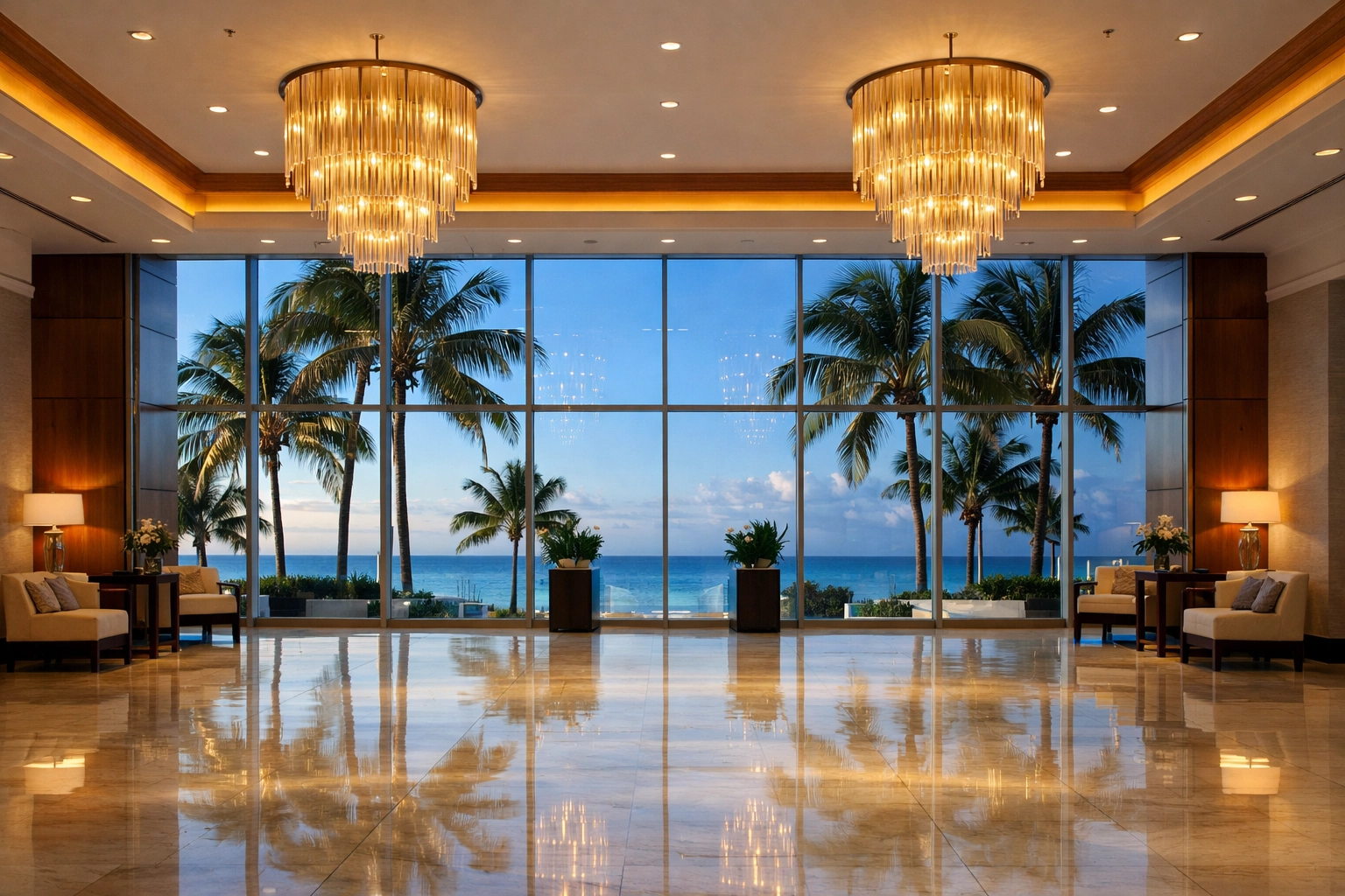 Luxury ballroom foyer at Loews Miami Beach, a premier venue for professional conference photography in Miami.