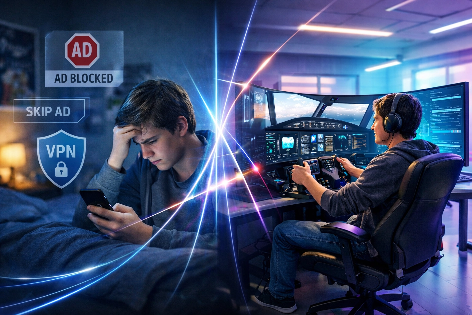 Gen Z student transitioning from digital ad fatigue to engaged career simulation training