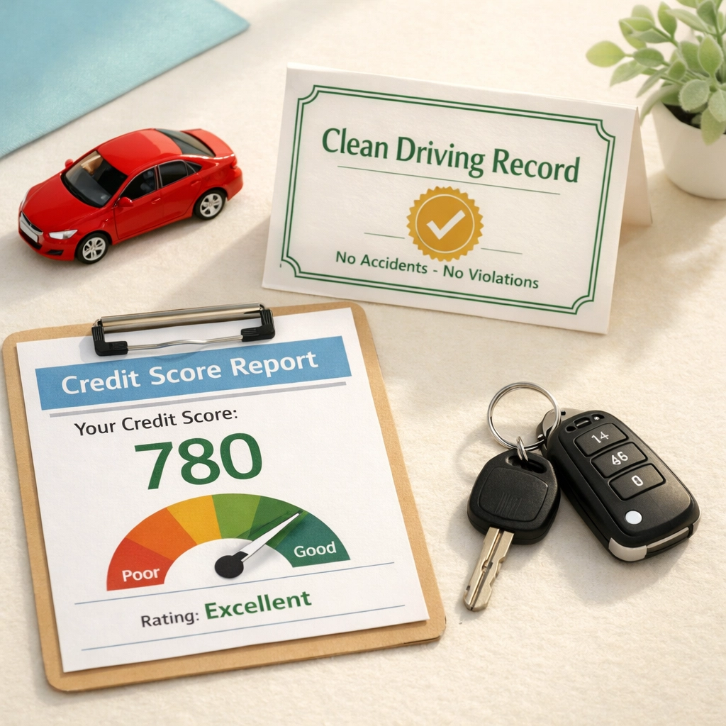 Factors affecting PA car insurance rates including credit score and driving record