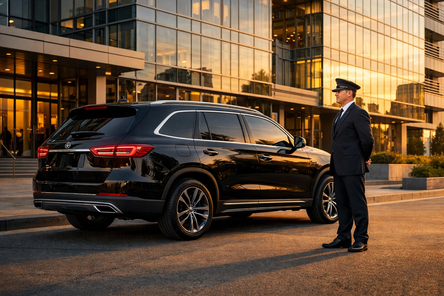 Luxury chauffeur service SUV for executive Super Bowl corporate travel management