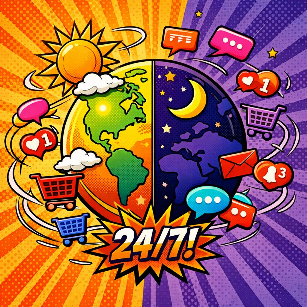 Global 24/7 AI business automation serving customers across all time zones simultaneously