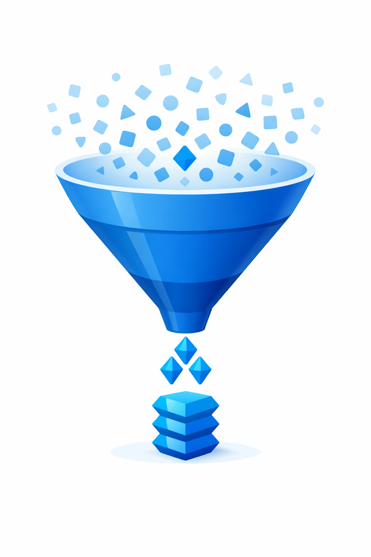 Illustration of a marketing funnel filtering broad search terms into high-quality Google Ads leads.
