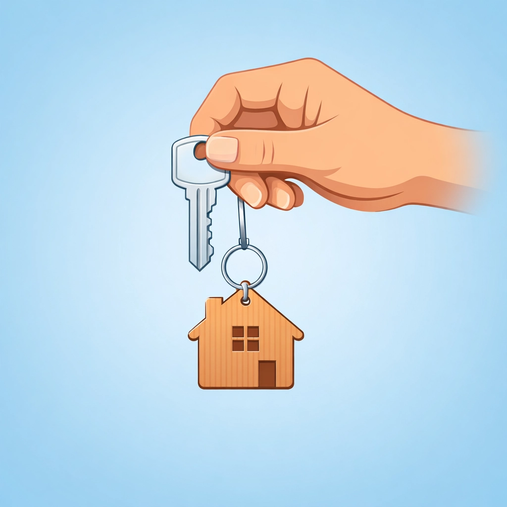 Mano sosteniendo las llaves de un nuevo hogar tras obtener el credito para comprar casa.
