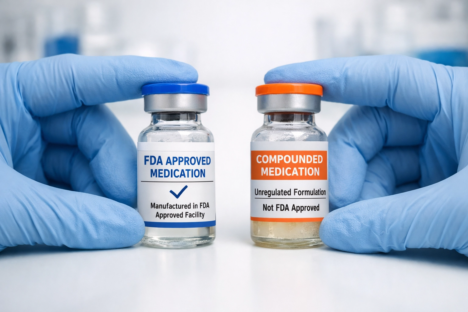 FDA-approved tirzepatide medication vials compared side by side
