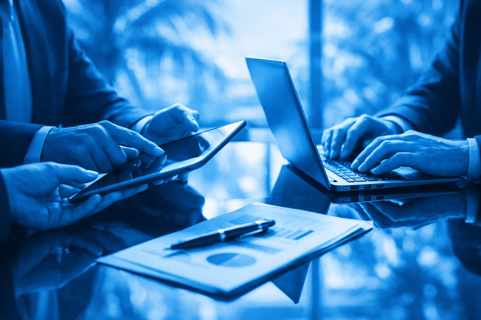 Secure team collaboration in a modern office using Google Workspace for business productivity.