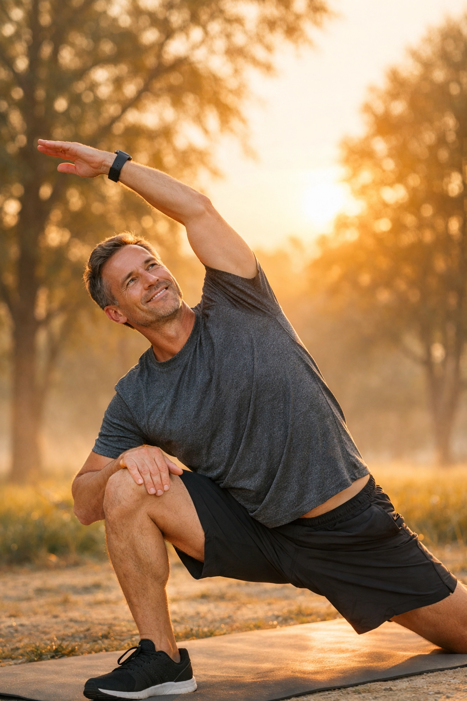 Active man exercising outdoors as part of lifestyle approach to restore erectile health vitality