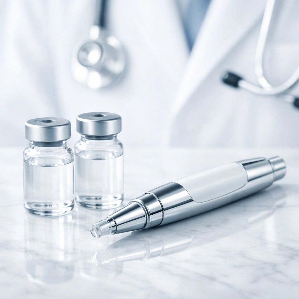 Compounded tirzepatide vials and medical supplies for supervised weight loss programs.