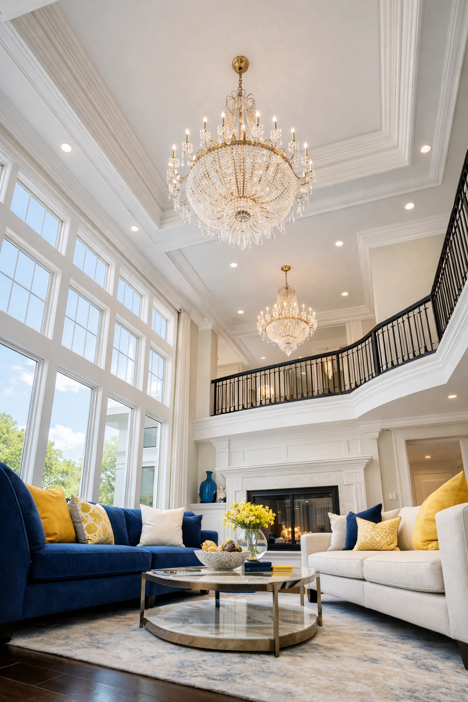 Spotless luxury living room highlighting expert top-to-bottom Nashua house cleaning results.