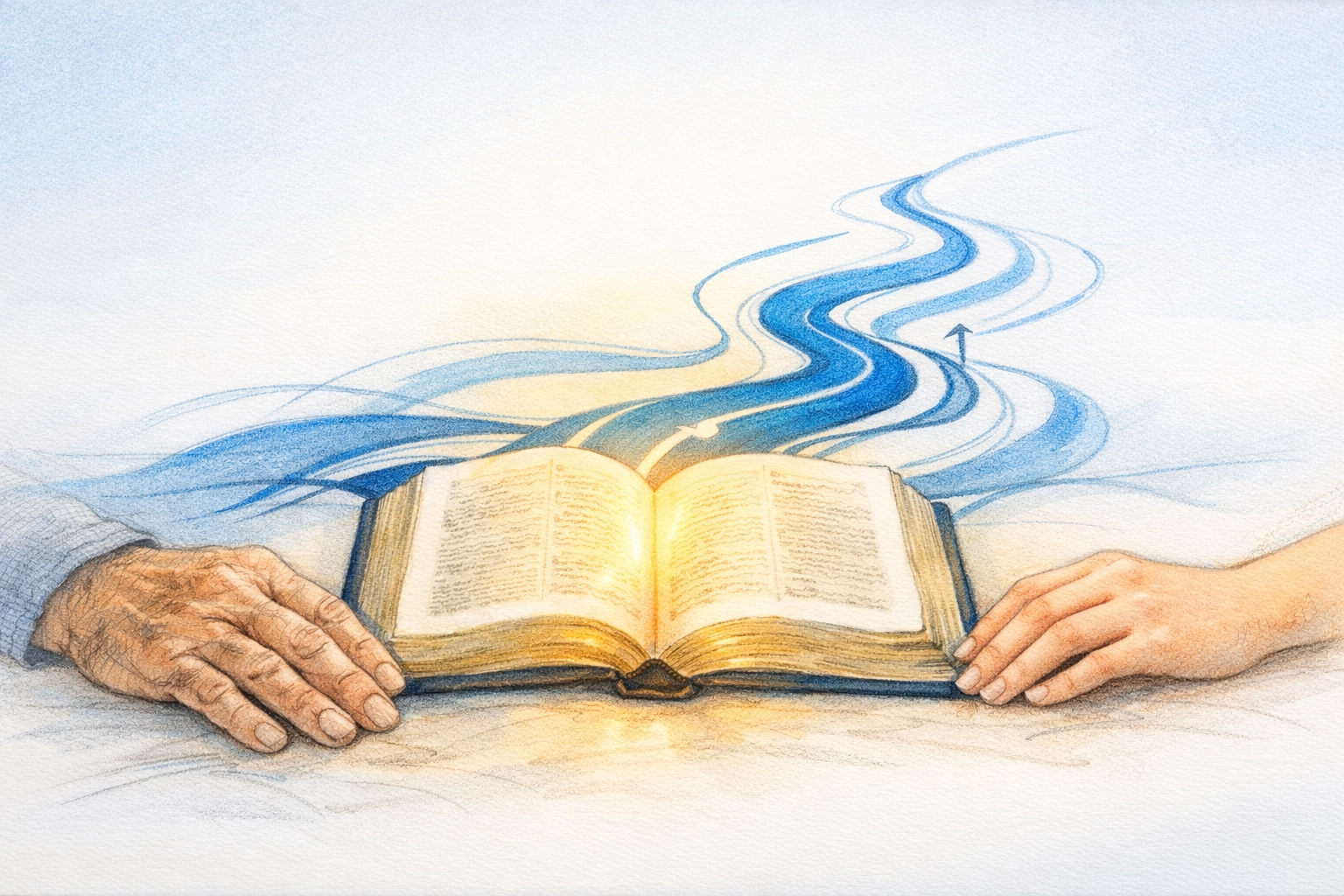 Hands resting on an open Bible, illustrating the scriptural foundation of the 16 Fundamental Truths.