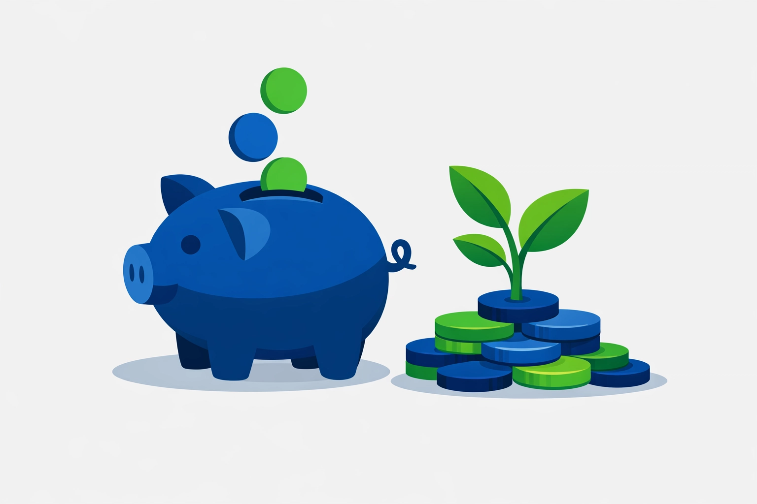 Illustration of a piggy bank and growing plant representing retirement savings and tax planning.