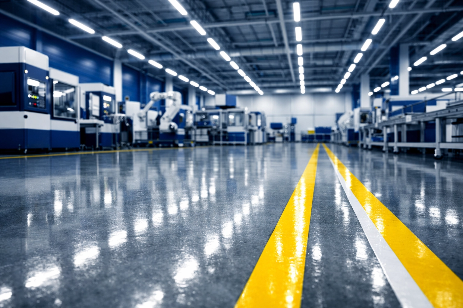 Clean manufacturing cleaning floor in a Leominster industrial facility with polished concrete.