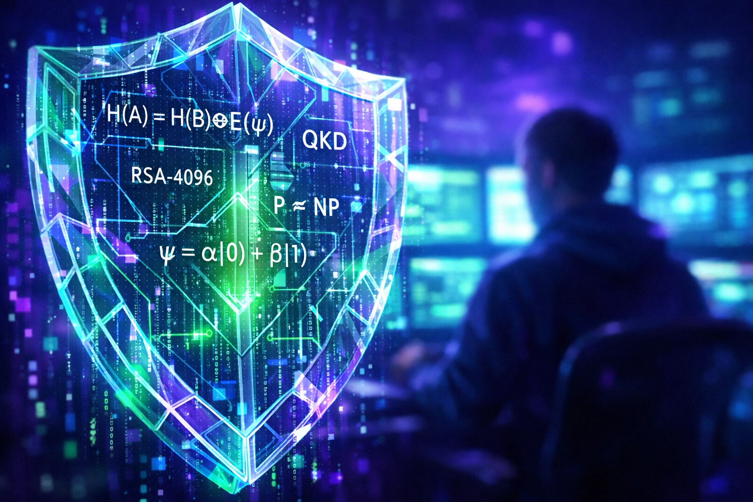 A glowing digital shield representing cybersecurity leadership and CISSP certification skills.