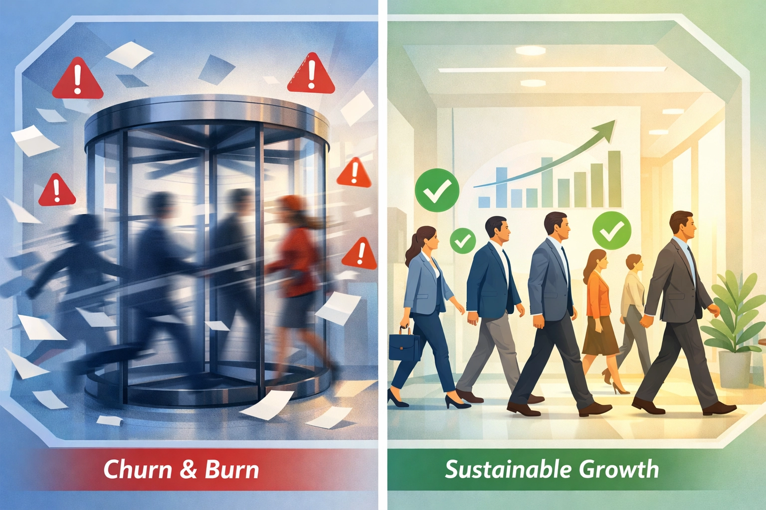 Comparison of churn and burn vs sustainable growth models for treatment center expansion