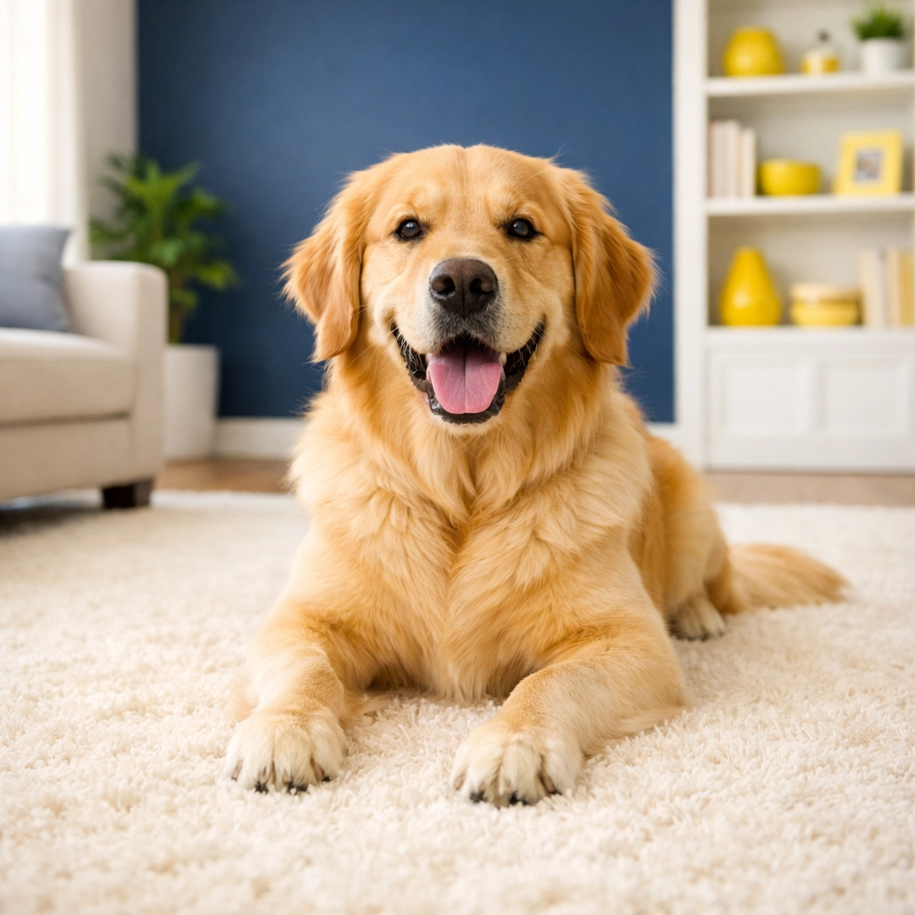 Pet-friendly luxury house cleaning in Carlisle showing a clean rug and healthy living environment.