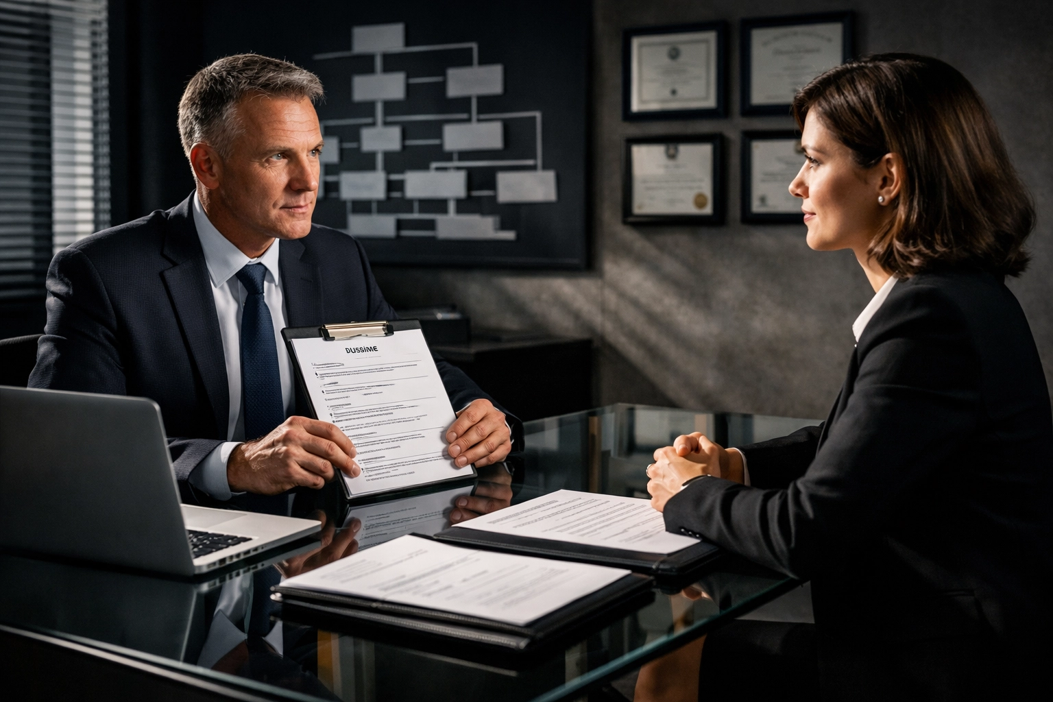 Professional interview showing formal family office hiring process