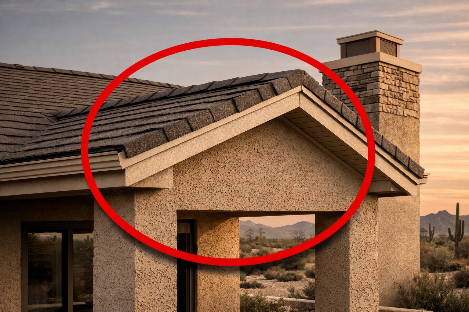 Properly sealed residential roofline in Coolidge AZ protecting home from bats