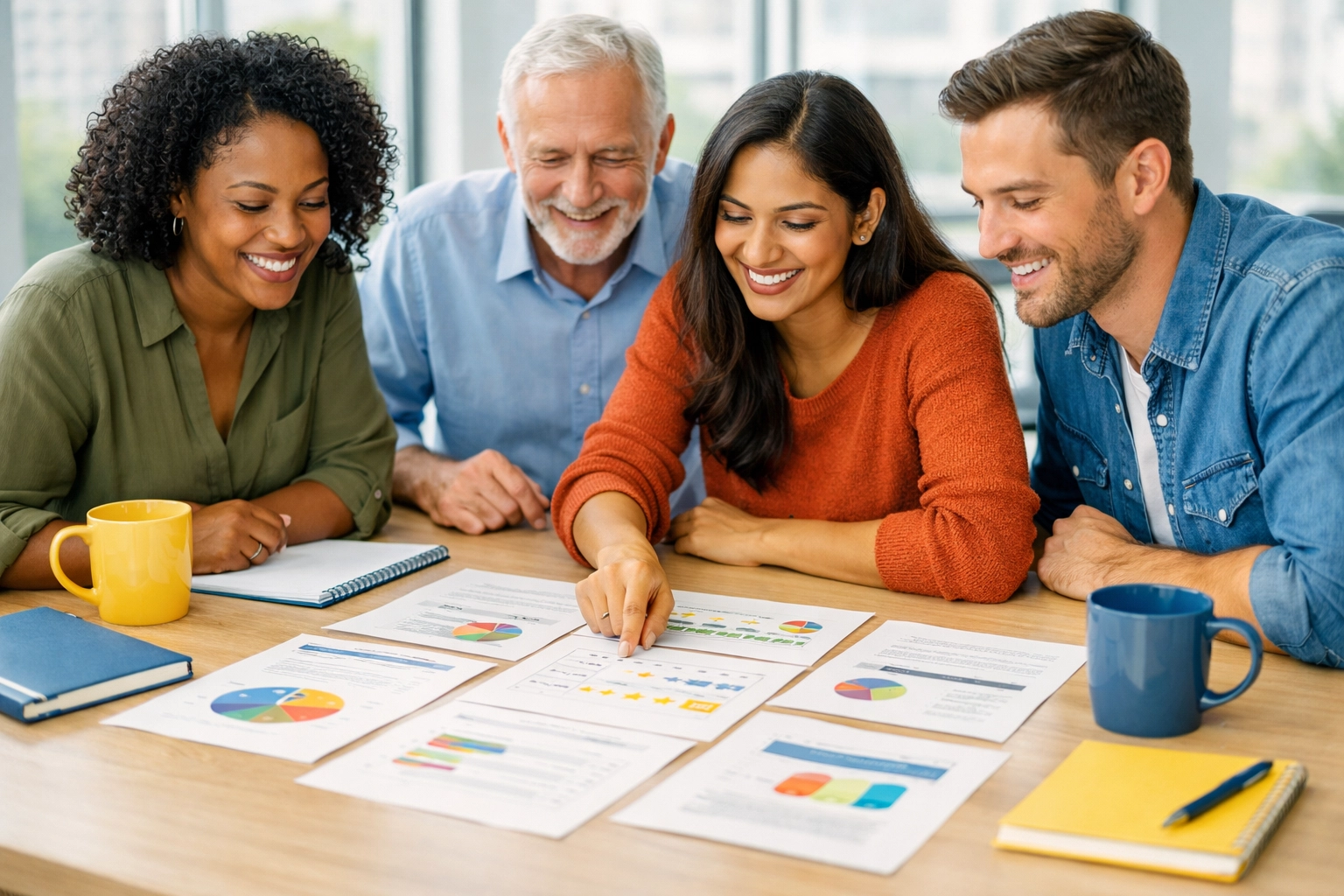 Nonprofit team reviewing donor engagement survey responses to identify major gift prospects