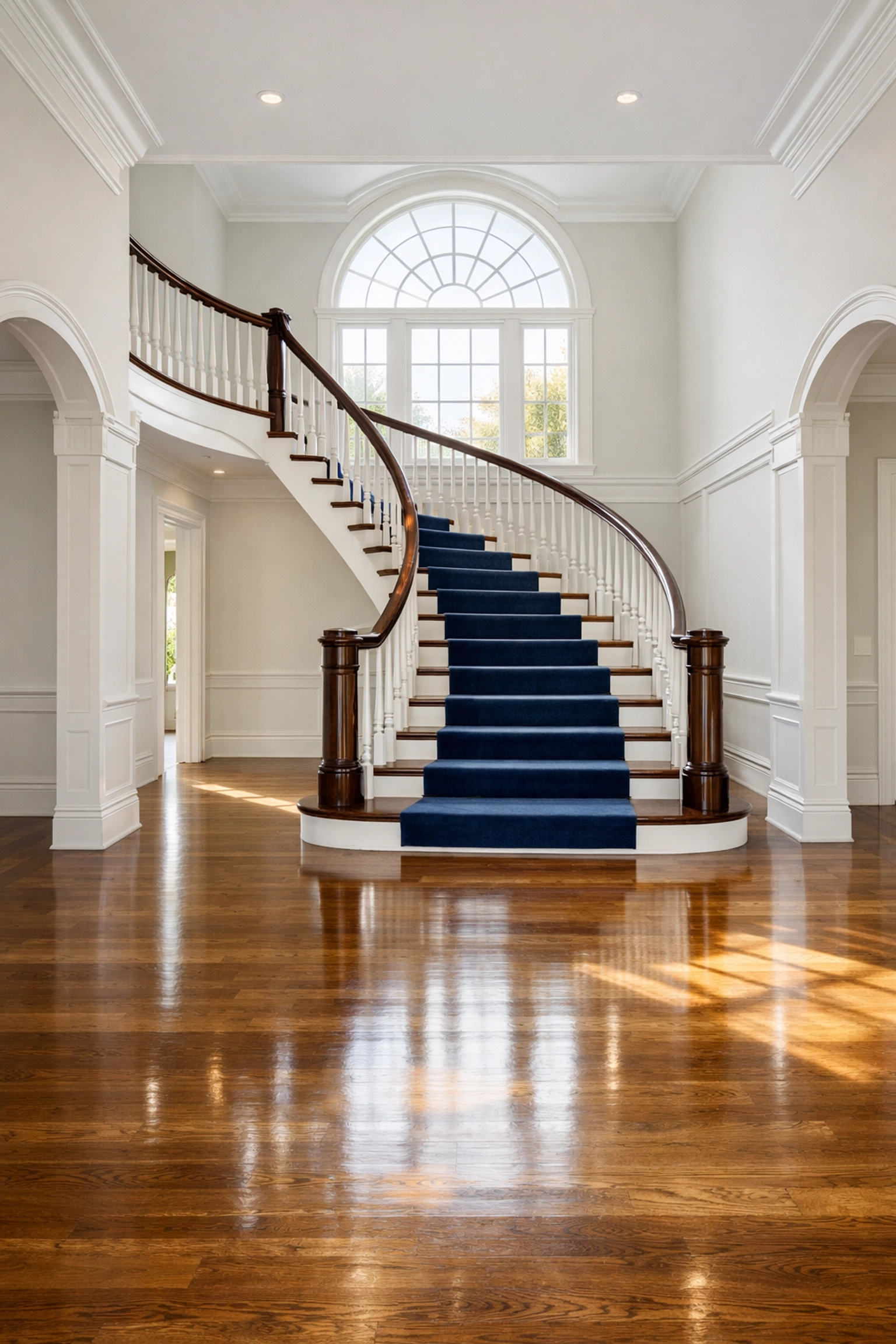 Pristine foyer and staircase in a Milton residence prepared by move-out professional cleaners Milton.