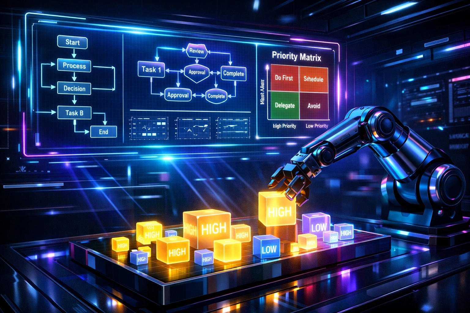AI automation dashboard prioritizing high-impact workflow tasks for better ROI