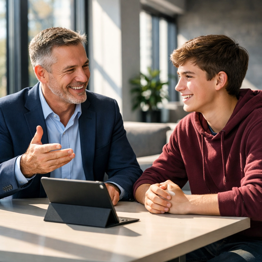 Mentor and high school student collaborating on soft skills for a next-gen talent funnel.