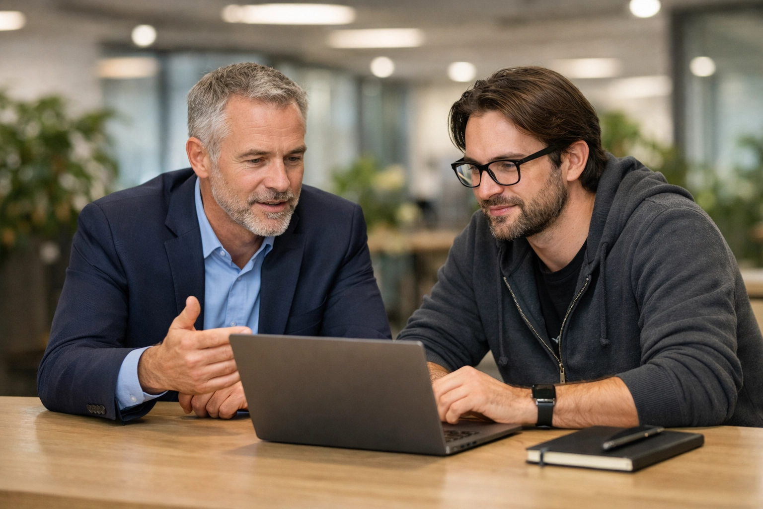 Consultants offering ServiceNow consulting services to an executive to align platform roadmap with business goals.