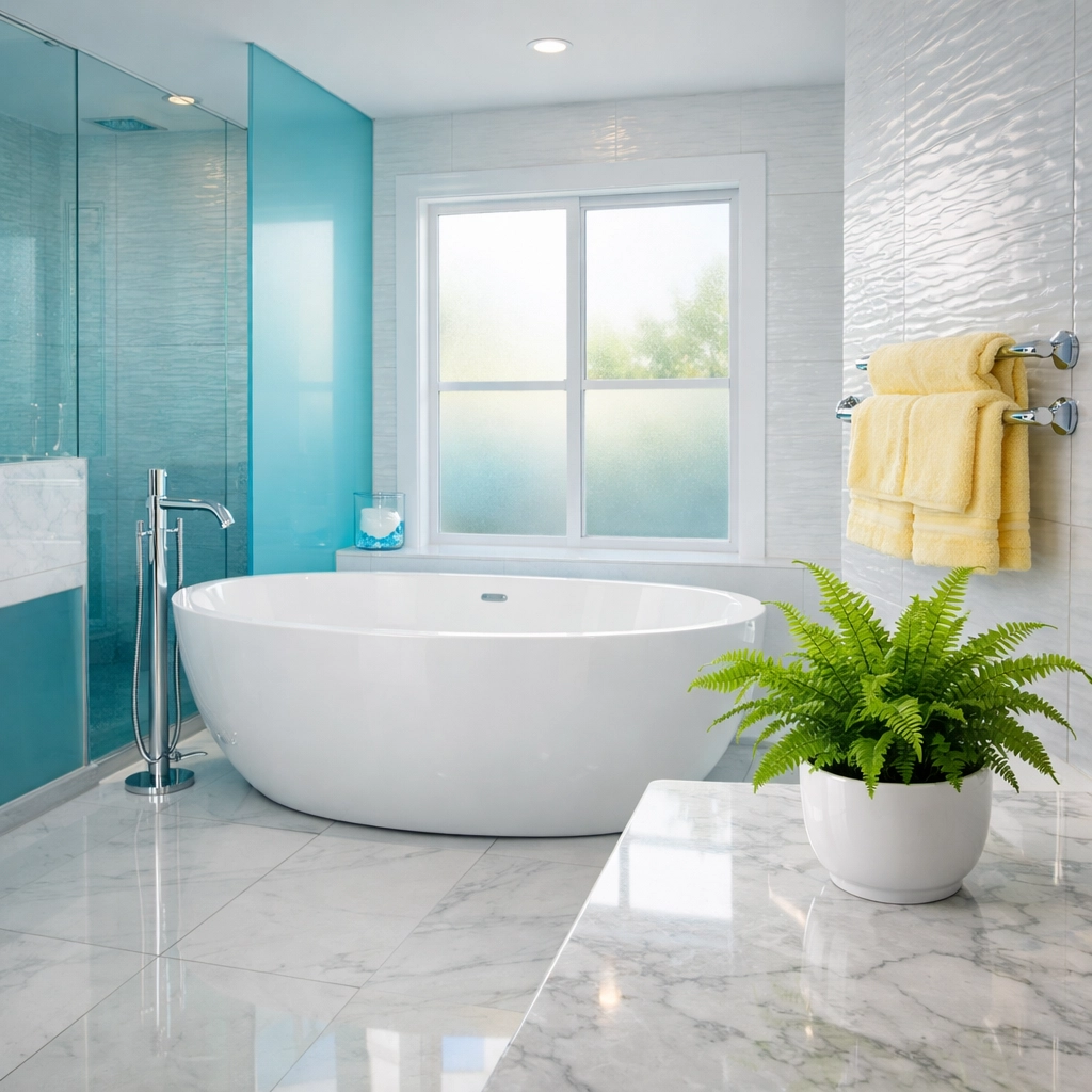 Eco-friendly residential cleaning Massachusetts creating a non-toxic luxury bathroom sanctuary.