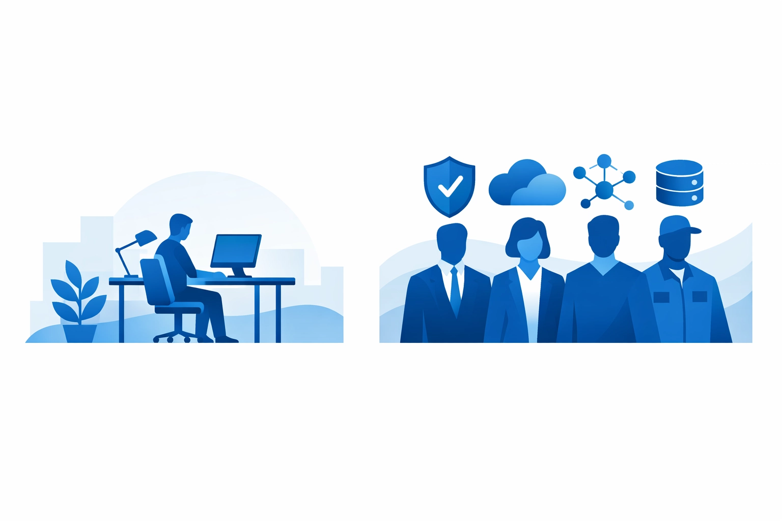 Single IT person compared to full team of managed service provider specialists and experts