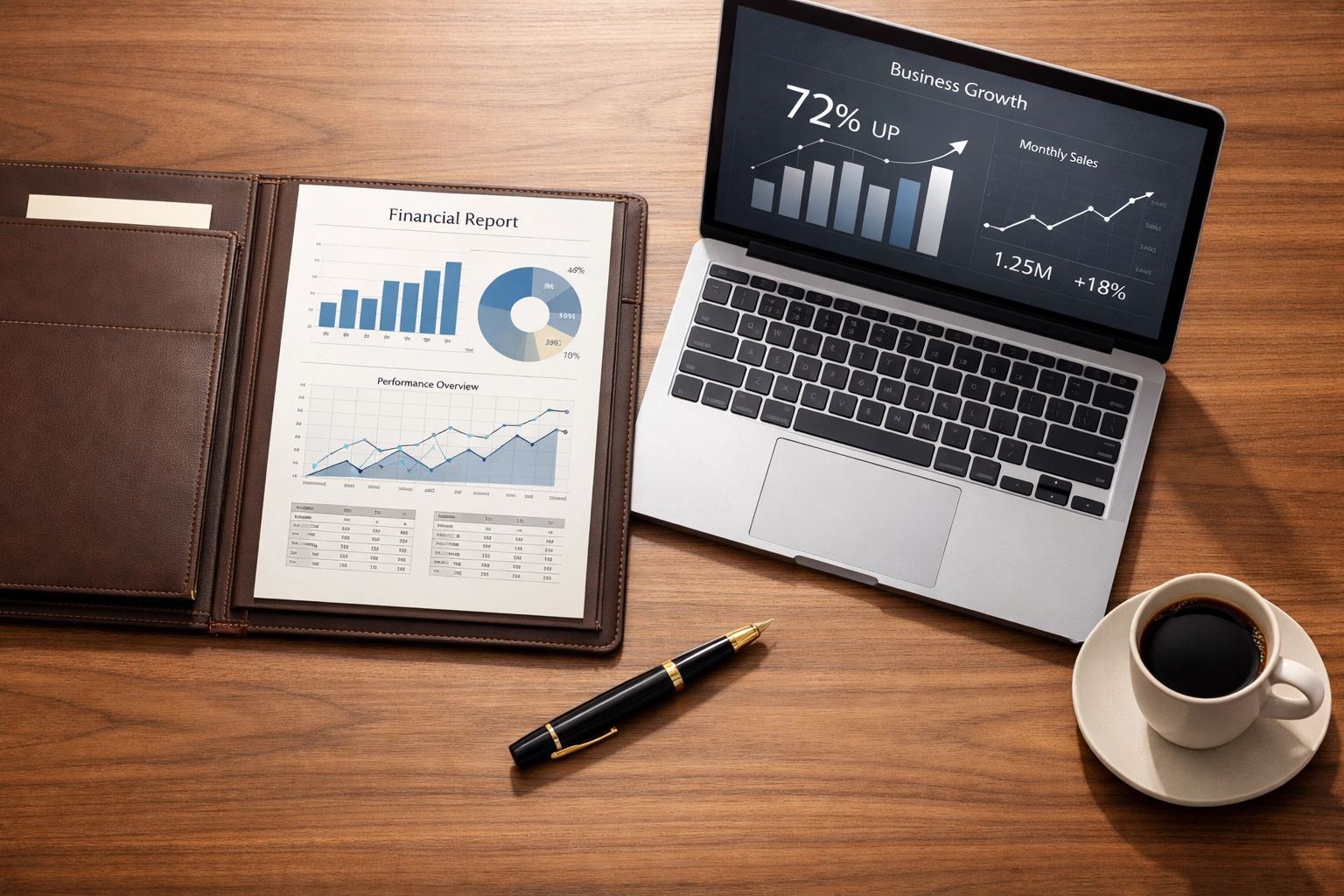 Business plan documents and financial charts on desk for securing funding