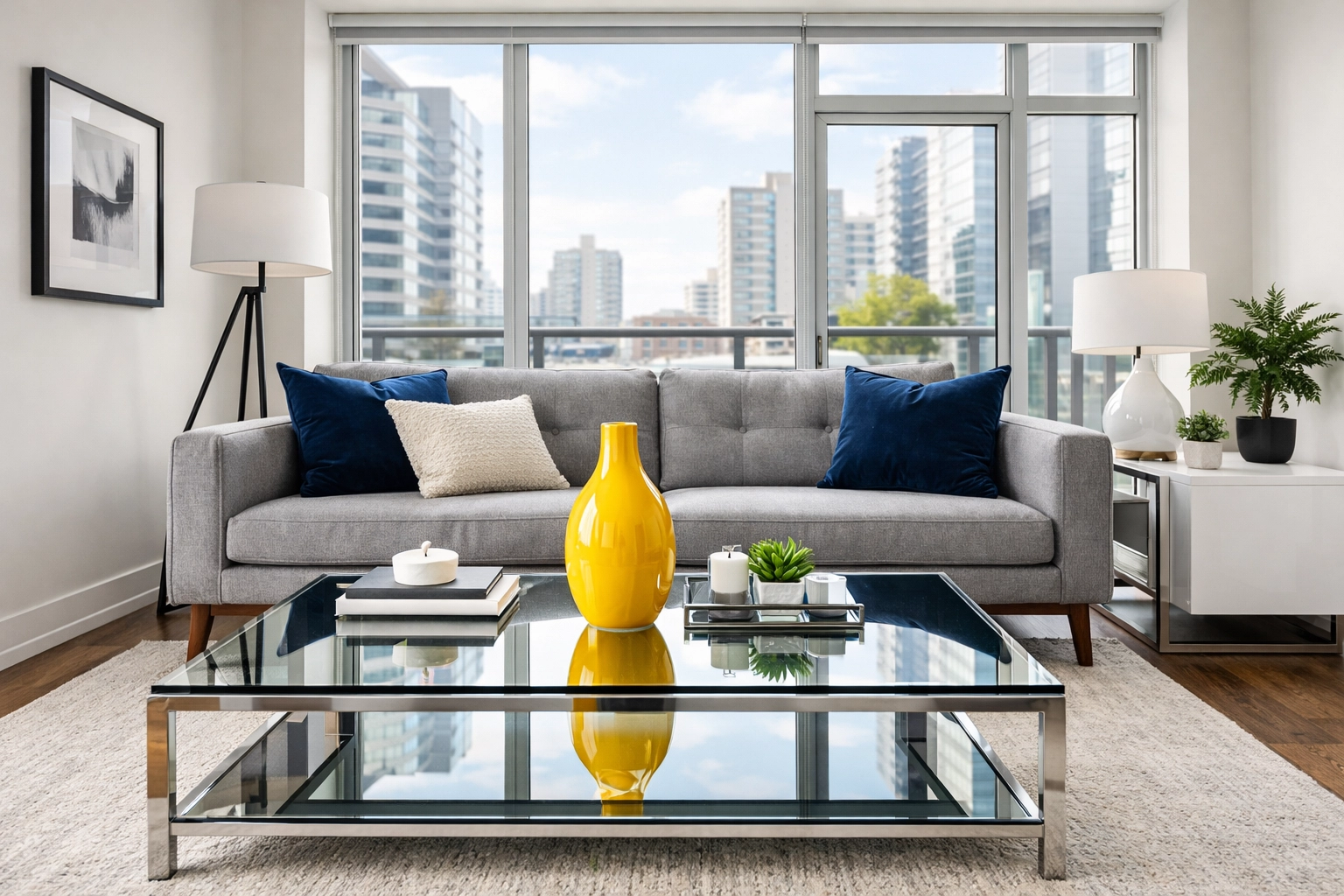 Spotless apartment living room in Leominster MA after professional apartment cleaning services.