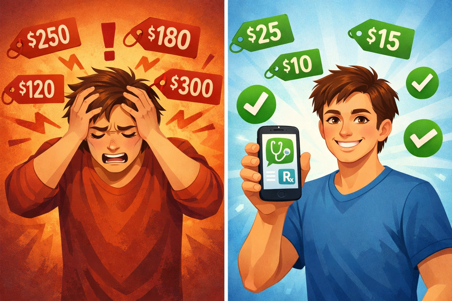 Cost comparison showing expensive vs. affordable weight loss medication options with online consultation