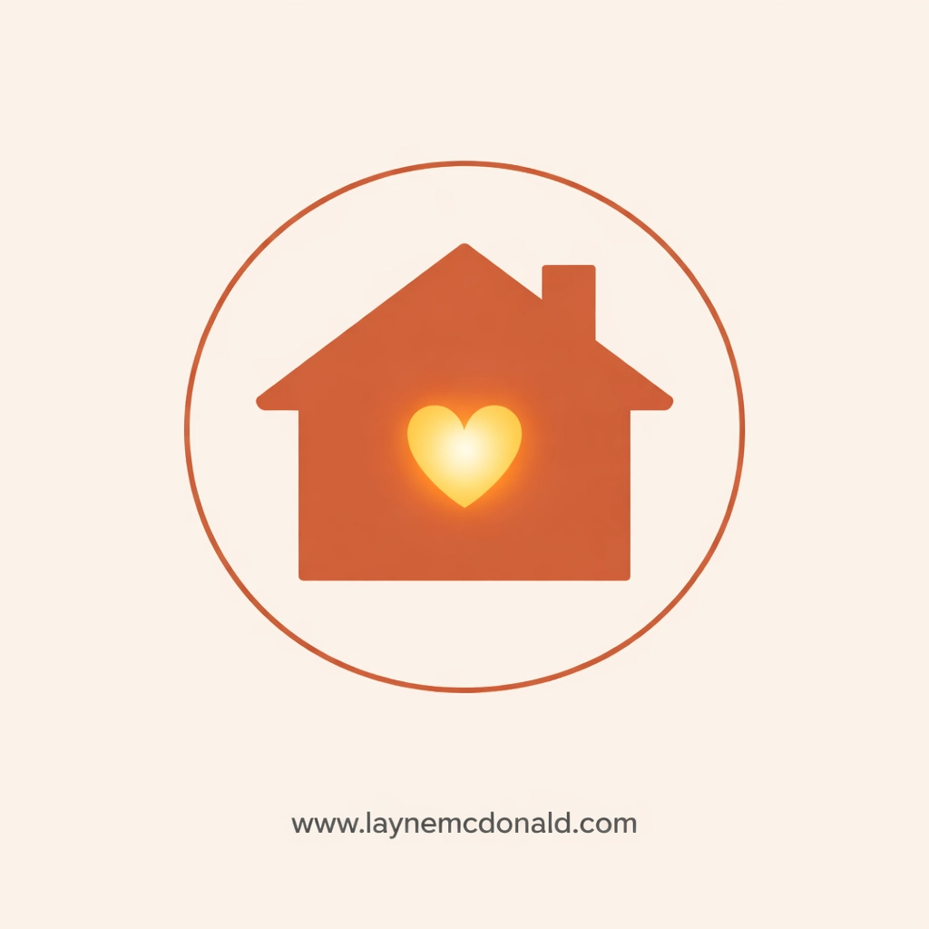 Simple house icon with a heart, illustrating the role of a Christian home in teaching biblical values and leadership.