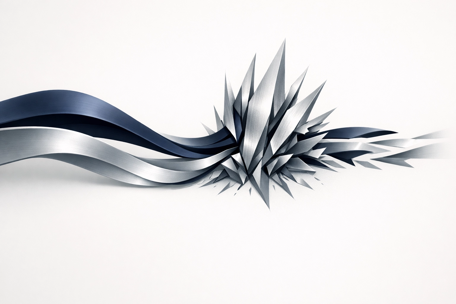 Jagged shards interrupting smooth business flow to illustrate operational friction caused by rigid cybersecurity policies.