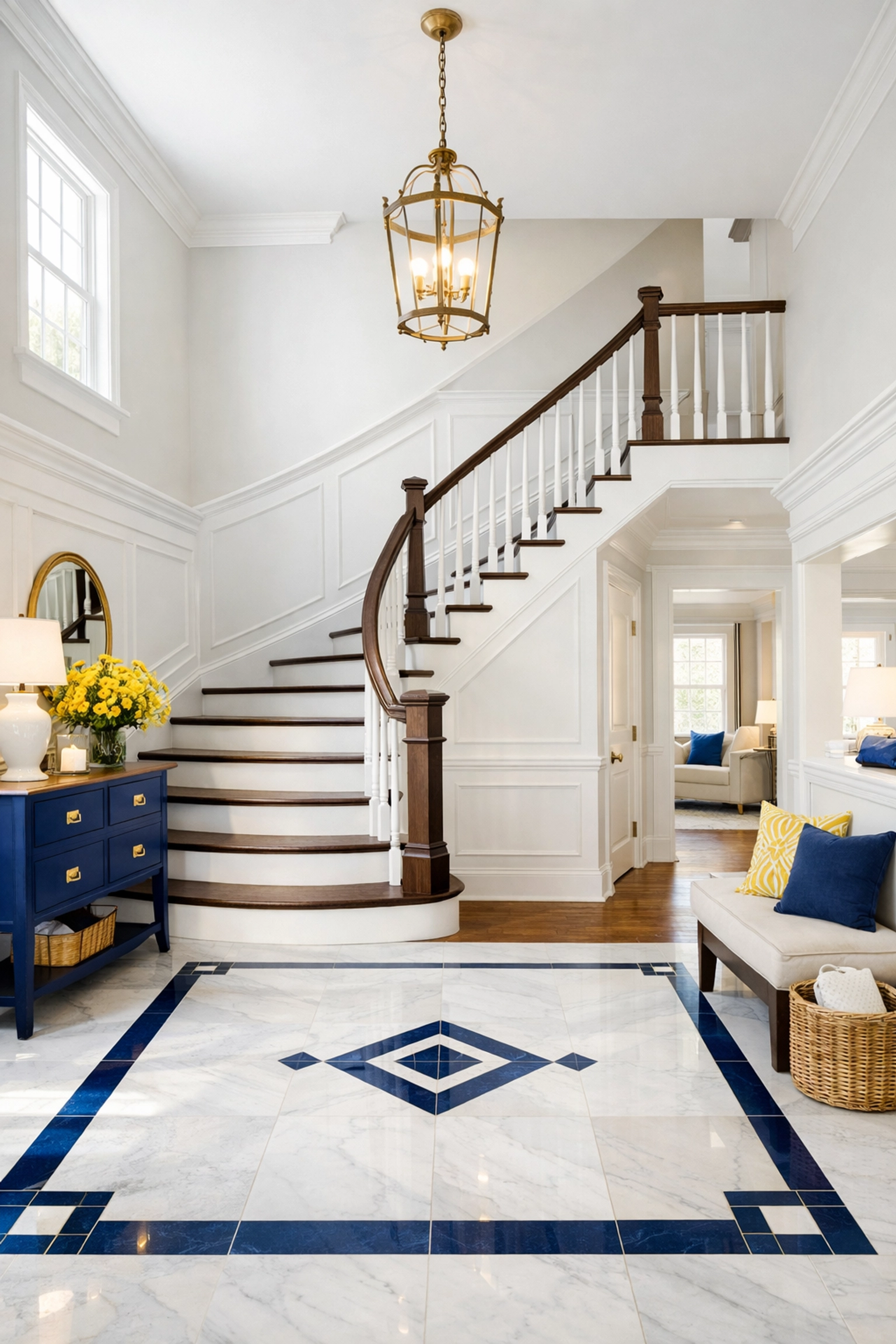 Clean Westford home entryway and grand foyer maintained by professional cleaning experts.