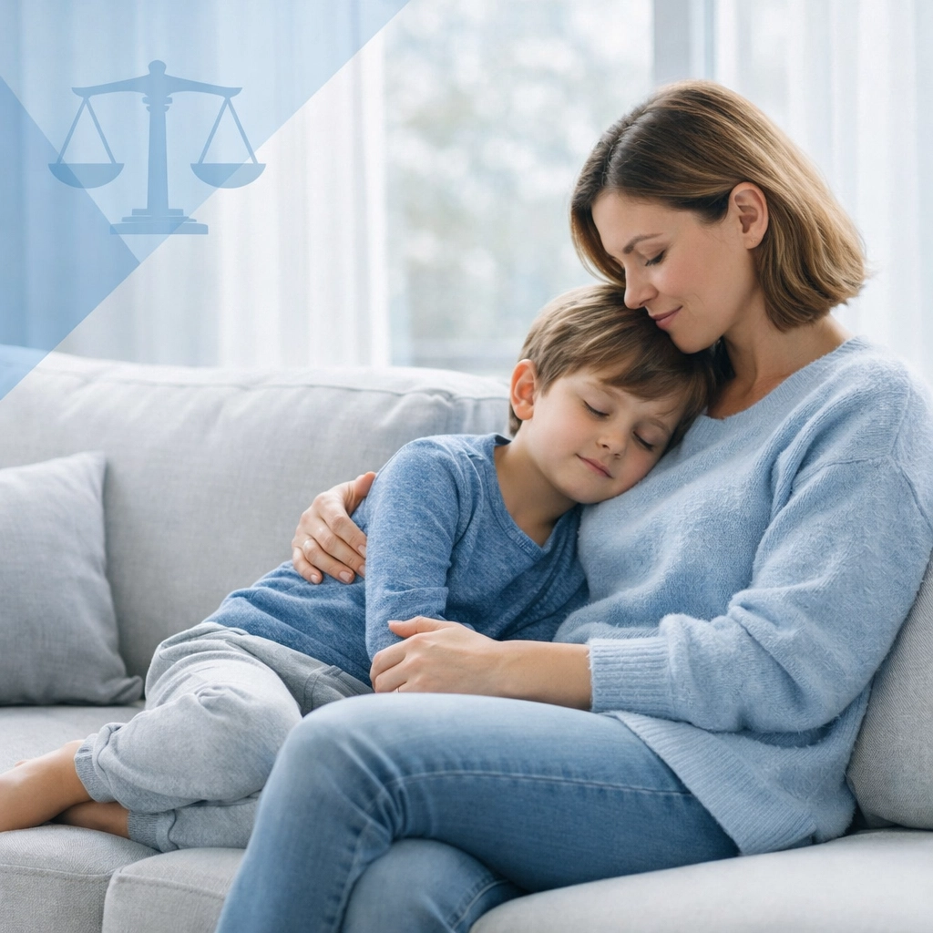 A parent and child connecting at home, illustrating the best interests of the child in Virginia visitation cases.