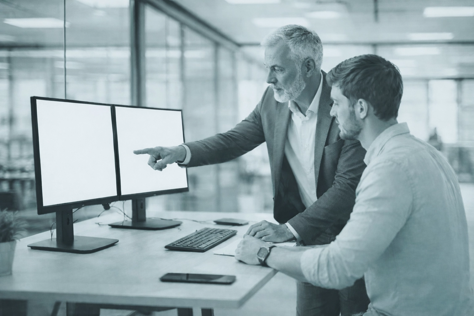 Senior executive mentoring team member on knowledge transfer processes for effective S/4HANA talent development