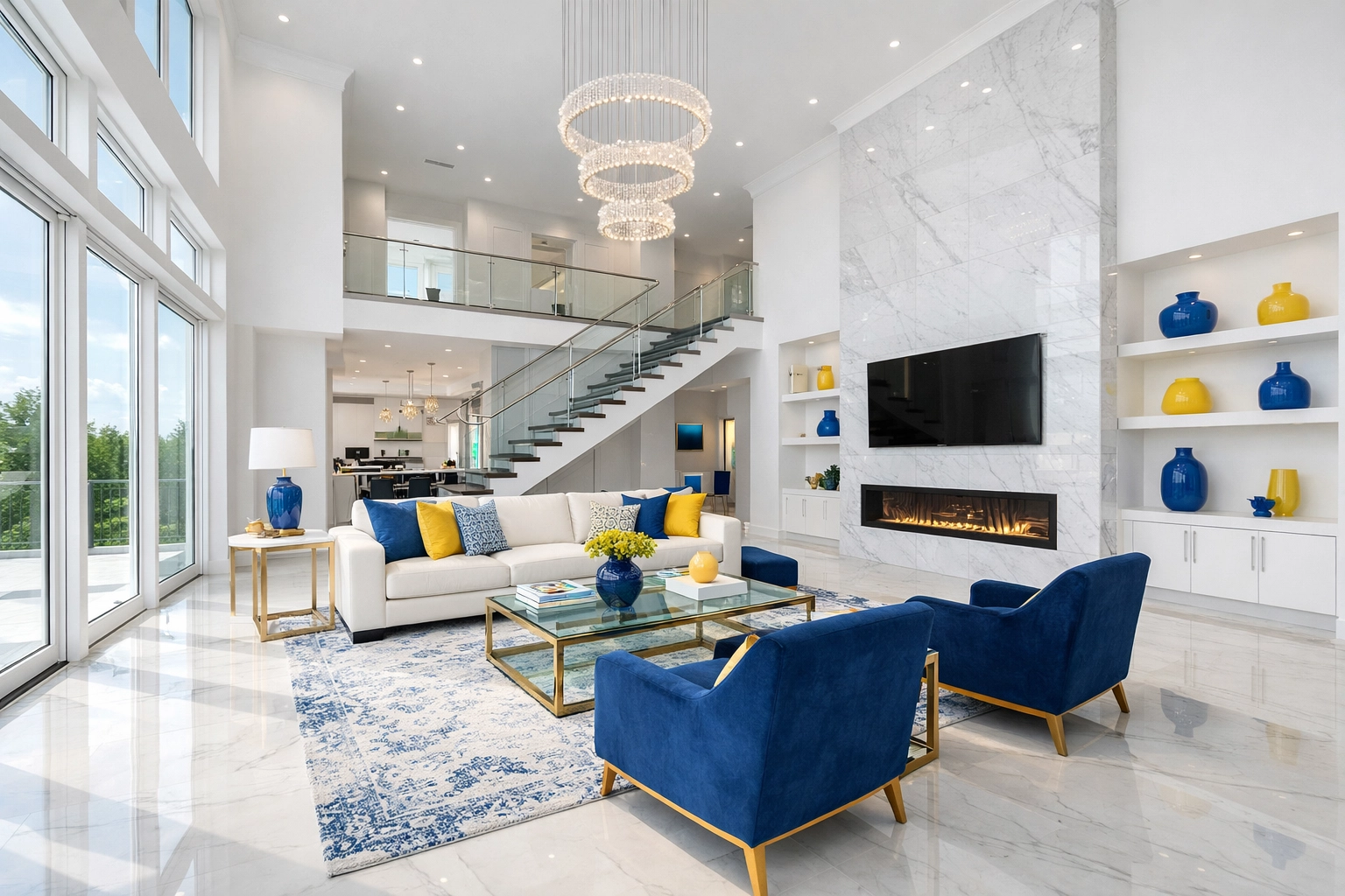 Pristine living room in Marlborough following a comprehensive post construction cleaning service.