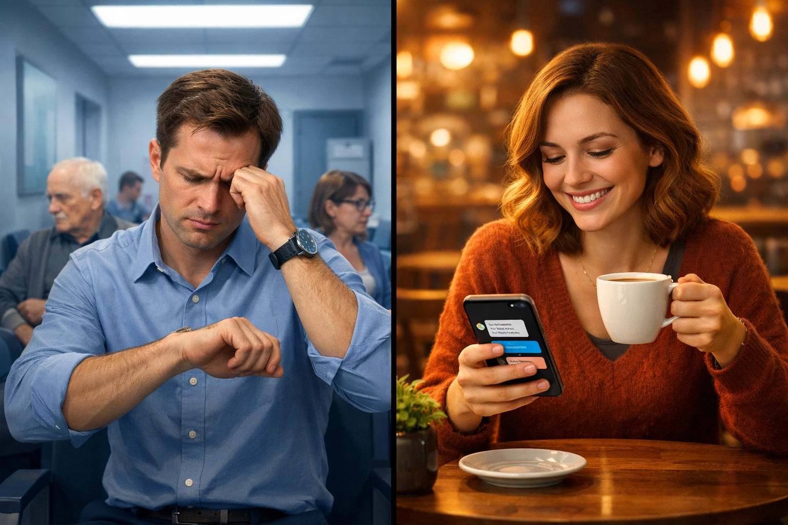 Comparison of waiting room frustration versus convenient text-based doctor consultation