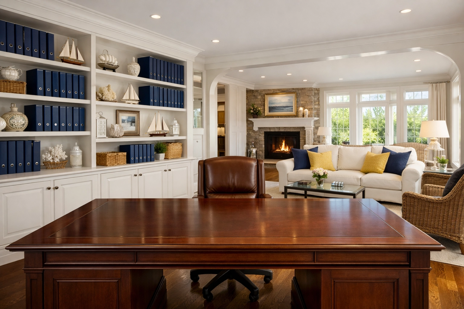 Pristine luxury home office in Chatham, MA showcasing bi weekly house cleaning ser excellence.