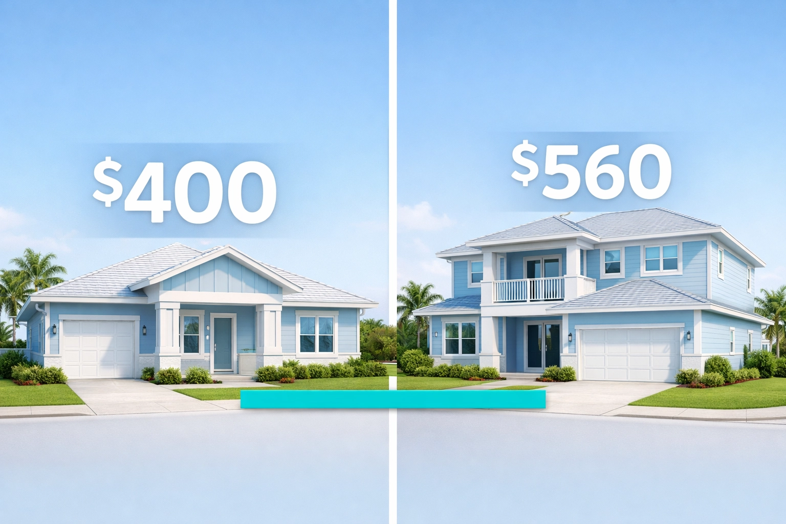 Comparison of Florida residential building permit costs by home square footage